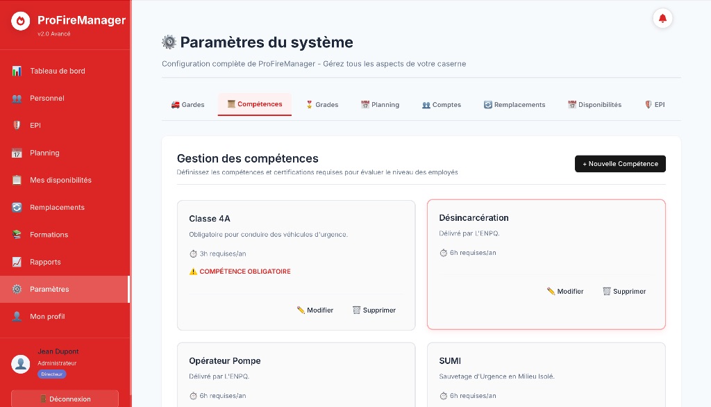 Gestion des compétences